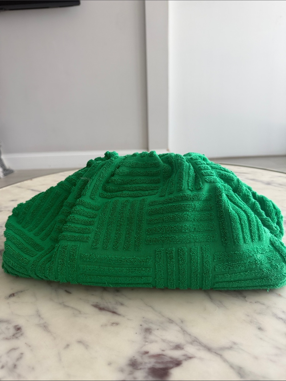 Emerald Green Textured Terry Oversized Clutch Pouch Bag